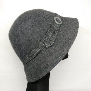 100% Wool Womens OS Gray Cloche Felt Hat Vintage Cap